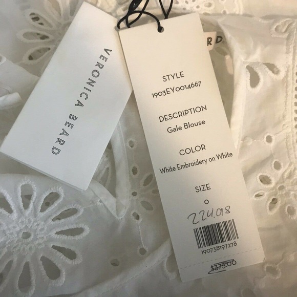 Veronica Beard Gale Blouse White Embroidery White - Picture 8 of 9